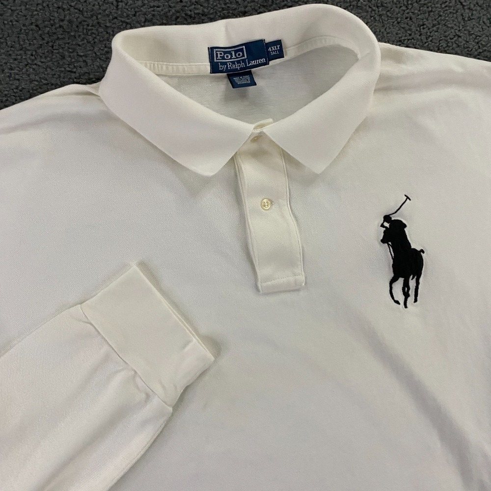 Vintage Polo Ralph Lauren Shirt Mens 4XLT Big Pony Long Sleeve White Cotton